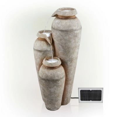 Alpine Corporation Alpine 43" Solar Cascading Vase Stone Resin Fountain with LED Lights White 5 Alpine Corporation Alpine 43" Solar Cascading Vase Stone Resin Fountain with LED Lights White - Image 3