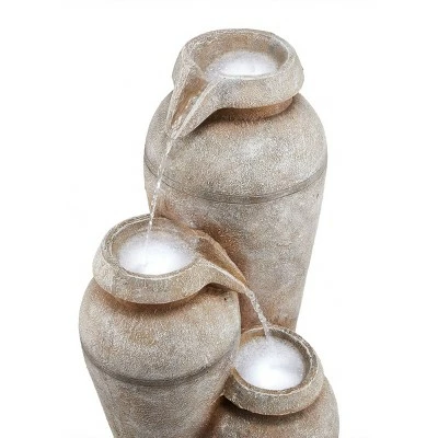 Alpine Corporation Alpine 43" Solar Cascading Vase Stone Resin Fountain with LED Lights White 6 Alpine Corporation Alpine 43" Solar Cascading Vase Stone Resin Fountain with LED Lights White - Image 4