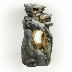 Alpine Corporation Alpine 41" Rainforest Fountain with LED Lights Gray -Cheap Garden Decor Store unnamed file 8230