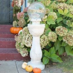 36" Outdoor Fountain with Glass Globe Antique White - Bernini