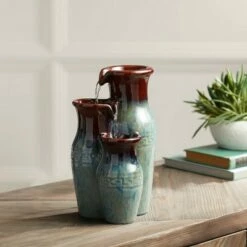 John Timberland Zen Indoor Tabletop Water Fountain 11 1/2" High Mediterranean Jar Cascading for Table Desk Office Home Bedroom