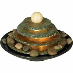 John Timberland Zen Indoor Tabletop Water Fountain with Light 10" High 4 Tiered Feng Shui Ball for Table Desk Office Home Bedroom -Cheap Garden Decor Store unnamed file 8286