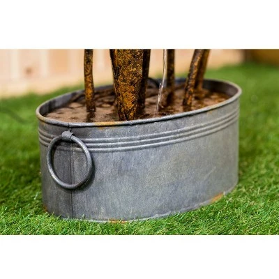 HI-LINE GIFT LTD 45" Metal Plant Water Fountain with 5 Leaves Gray - Hi-Line Gift 7 HI-LINE GIFT LTD 45" Metal Plant Water Fountain with 5 Leaves Gray - Hi-Line Gift - Image 5