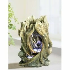 HI-LINE GIFT LTD 13.75" Natural Tree Trunk Water Fountain with LED Lights Brown - Hi-Line Gift