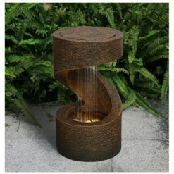 HI-LINE GIFT LTD 14" Wooden Tabletop Water Fountain with LED Light Copper - Hi-Line Gift