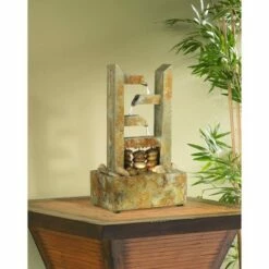 John Timberland Modern Zen Indoor Tabletop Water Fountain with Light 17 1/4" High Zigzag Cascading for Table Desk Home Office -Cheap Garden Decor Store unnamed file 8326