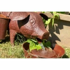 Park Hill Collection Pig Fountain with Side Planters