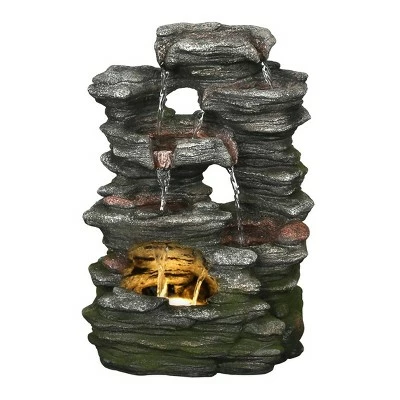 HI-LINE GIFT LTD 14" Multi Level Cascading Stone Sculptural Tabletop Water Fountain Gray Stone - Hi-Line Gift 3 HI-LINE GIFT LTD 14" Multi Level Cascading Stone Sculptural Tabletop Water Fountain Gray Stone - Hi-Line Gift