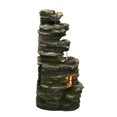 HI-LINE GIFT LTD 14" Multi Level Cascading Stone Sculptural Tabletop Water Fountain Gray Stone - Hi-Line Gift 4 HI-LINE GIFT LTD 14" Multi Level Cascading Stone Sculptural Tabletop Water Fountain Gray Stone - Hi-Line Gift - Image 2