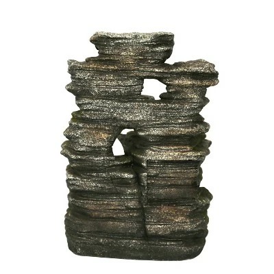 HI-LINE GIFT LTD 14" Multi Level Cascading Stone Sculptural Tabletop Water Fountain Gray Stone - Hi-Line Gift 5 HI-LINE GIFT LTD 14" Multi Level Cascading Stone Sculptural Tabletop Water Fountain Gray Stone - Hi-Line Gift - Image 3