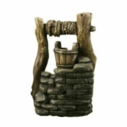 HI-LINE GIFT LTD 10.5" Tabletop Water Fountain with 2 Buckets and LED Light Brown - Hi-Line Gift