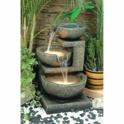 24.25" Outdoor Rocca Fountain with Water Pump and LED Light - Alfresco Home LLC