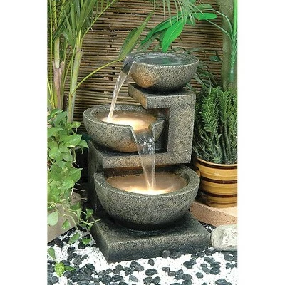 24.25" Outdoor Rocca Fountain with Water Pump and LED Light - Alfresco Home LLC 3 24.25" Outdoor Rocca Fountain with Water Pump and LED Light - Alfresco Home LLC