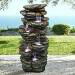 Watnature 40" 6-Tier Rock Water Fountain with LED Lights Gray -Cheap Garden Decor Store unnamed file 8381