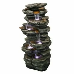Watnature 40" 6-Tier Rock Water Fountain with LED Lights Gray -Cheap Garden Decor Store unnamed file 8383