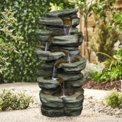Watnature 30.7" 6-Tier Rock Waterfall Fountain with LED Lights Gray -Cheap Garden Decor Store unnamed file 8390