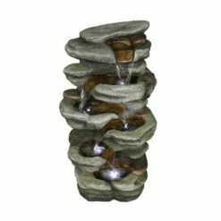 Watnature 30.7" 6-Tier Rock Waterfall Fountain with LED Lights Gray -Cheap Garden Decor Store unnamed file 8392
