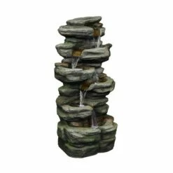 Watnature 30.7" 6-Tier Rock Waterfall Fountain with LED Lights Gray -Cheap Garden Decor Store unnamed file 8394