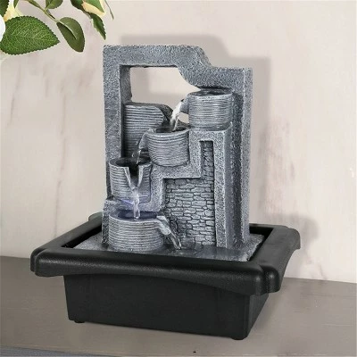 10.6" Indoor Tabletop 4-Tier Water Fountain for Home Office Décor - Watnature 5 10.6" Indoor Tabletop 4-Tier Water Fountain for Home Office Décor - Watnature - Image 3