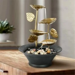 12.2" Indoor Tabletop Lotus Leaf Relaxation Waterfall Fountain - Watnature