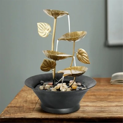 12.2" Indoor Tabletop Lotus Leaf Relaxation Waterfall Fountain - Watnature 4 12.2" Indoor Tabletop Lotus Leaf Relaxation Waterfall Fountain - Watnature - Image 2