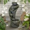 Watnature 23.6" Outdoor Water Fountain with 6 Bowls Curved Design Gray 1 Watnature 23.6" Outdoor Water Fountain with 6 Bowls Curved Design Gray -Cheap Garden Decor Store unnamed file 8448
