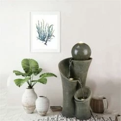 Watnature 24" Indoor/Outdoor Cascading Modern Sphere Zen Fountain Gray -Cheap Garden Decor Store unnamed file 8464