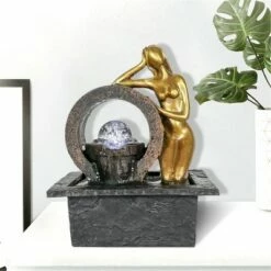 10.6" Indoor Tabletop Water Fountain with LED Light and Ball - Watnature