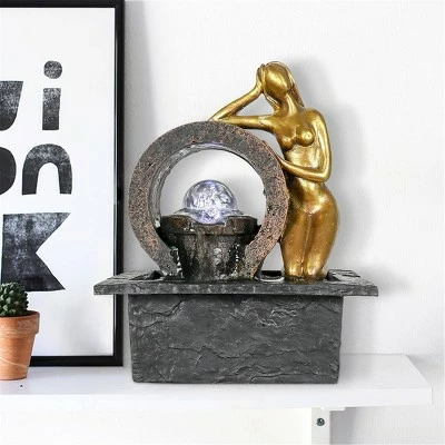 10.6" Indoor Tabletop Water Fountain with LED Light and Ball - Watnature 4 10.6" Indoor Tabletop Water Fountain with LED Light and Ball - Watnature - Image 2