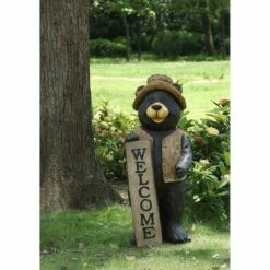 HI-LINE GIFT LTD 30" Polyresin Standing Bear with Welcome Sign Outdoor Statue Black - Hi-Line Gift -Cheap Garden Decor Store unnamed file 855