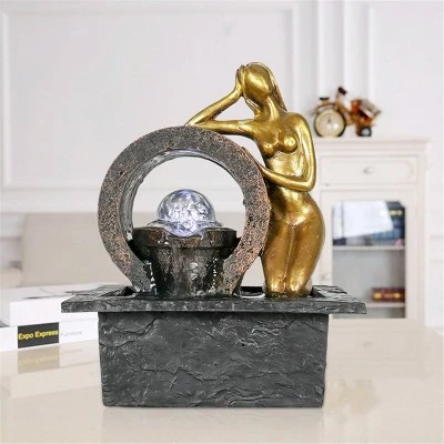 10.6" Indoor Tabletop Water Fountain with LED Light and Ball - Watnature 5 10.6" Indoor Tabletop Water Fountain with LED Light and Ball - Watnature - Image 3