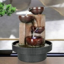 9" Indoor 4-Tier Water Fountain with LED Light - Watnature