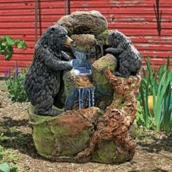 Design Toscano Grizzly Gulch Black Bears Sculptural Fountain - Multicolored