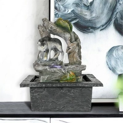 10.6" Indoor Tiered Log Wolf Waterfalls for Home - Watnature 3 10.6" Indoor Tiered Log Wolf Waterfalls for Home - Watnature