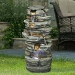Watnature 15.3" 6-Tier Rock Water Fountain with LED Lights Gray -Cheap Garden Decor Store unnamed file 8621