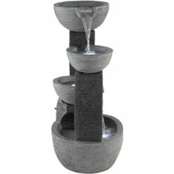 John Timberland Japanese Style Outdoor Floor Water Fountain with Light LED 31 1/2" High Gray Faux Stone Cascading Patio Backyard -Cheap Garden Decor Store unnamed file 8635