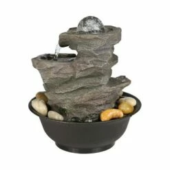Watnature 11.4" 3-Tier Rock Fall Tabletop Zen Fountain with Crystal Ball Accent and LED Light Gray -Cheap Garden Decor Store unnamed file 8697