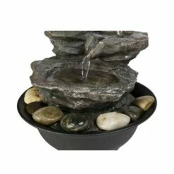 Watnature 11.4" 3-Tier Rock Fall Tabletop Zen Fountain with Crystal Ball Accent and LED Light Gray -Cheap Garden Decor Store unnamed file 8699