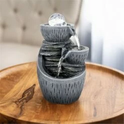 9.6" Indoor Tabletop Illuminated Waterfall Water Fountain - Watnature