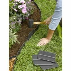 Easy No- Dig, Pound-In, Interlocking Landscaping Edging Kit 12" Tall, 20' Long - Gardener's Supply Company