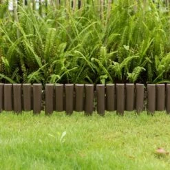 Gardenised Decorative Interlocking Half Log Lawn Edging Garden Ornamental Fence Border, Pack of 8
