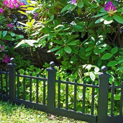 15.5" Deluxe Wrought Iron Fence Border - 10 Pc - Black - Emsco 7 15.5" Deluxe Wrought Iron Fence Border - 10 Pc - Black - Emsco - Image 5