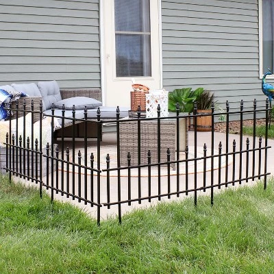 Sunnydaze Decor Sunnydaze Outdoor Lawn and Garden Metal Cambridge Style Decorative Border Fence Panel Set - 10' - Black - 5pk 3 Sunnydaze Decor Sunnydaze Outdoor Lawn and Garden Metal Cambridge Style Decorative Border Fence Panel Set - 10' - Black - 5pk