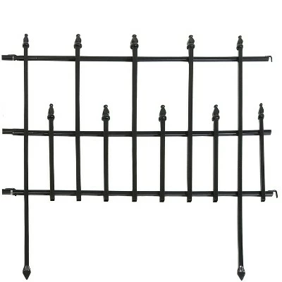 Sunnydaze Decor Sunnydaze Outdoor Lawn and Garden Metal Cambridge Style Decorative Border Fence Panel Set - 10' - Black - 5pk 6 Sunnydaze Decor Sunnydaze Outdoor Lawn and Garden Metal Cambridge Style Decorative Border Fence Panel Set - 10' - Black - 5pk - Image 4