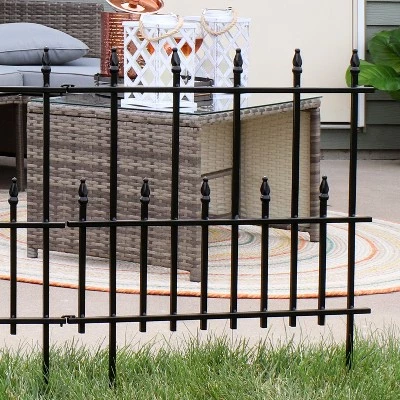 Sunnydaze Decor Sunnydaze Outdoor Lawn and Garden Metal Cambridge Style Decorative Border Fence Panel Set - 10' - Black - 5pk 8 Sunnydaze Decor Sunnydaze Outdoor Lawn and Garden Metal Cambridge Style Decorative Border Fence Panel Set - 10' - Black - 5pk - Image 6