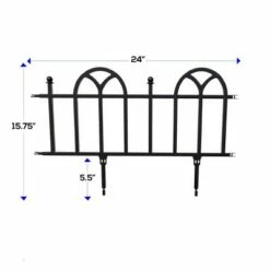 Nature Spring Victorian-Style Arch Garden Fence for Landscaping Edging - 24" x 15.5" per Panel, Pack of 4, Black