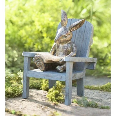Plow & Hearth Reading Rabbit Garden Statue 3 Plow & Hearth Reading Rabbit Garden Statue