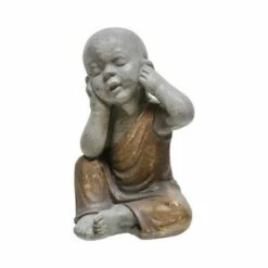 12" Polyresin Baby Monk Figurine Gray/Gold - Sagebrook Home -Cheap Garden Decor Store unnamed file 9126