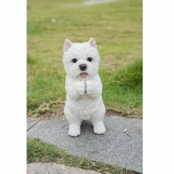 HI-LINE GIFT LTD 8.5" Polyresin Playing Westie Puppy Outdoor Statue White - Hi-Line Gift