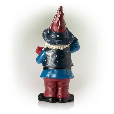 Alpine Corporation 12" Polyresin/Stone Americana Saluting Gnome with Flag Red/White/Blue 6 Alpine Corporation 12" Polyresin/Stone Americana Saluting Gnome with Flag Red/White/Blue - Image 4